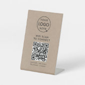 QR-Code Wifi | Rustikales Kraft-Business-Logo Inte Sockelschild (Vorderseite)