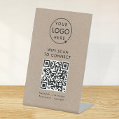 QR-Code Wifi | Rustikales Kraft-Business-Logo Inte Sockelschild