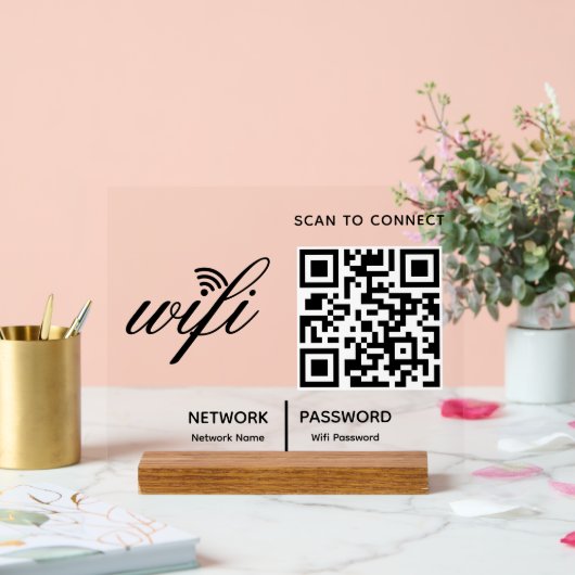 QR-Code Wifi-Scan zum Anschluss von benutzerdefini Acrylschild (Hochzeit)