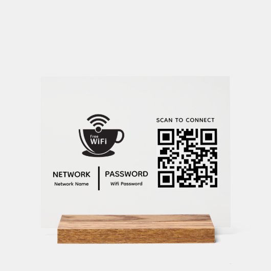 QR-Code Wifi-Scan zum Verbinden von Firmenlogo Acrylschild (Vorderseite)