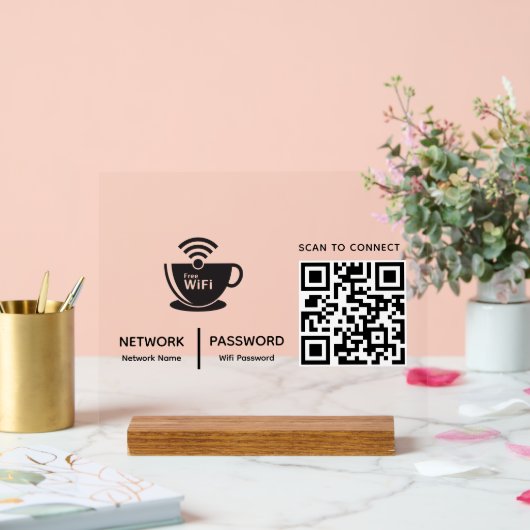 QR-Code Wifi-Scan zum Verbinden von Firmenlogo Acrylschild (Hochzeit)