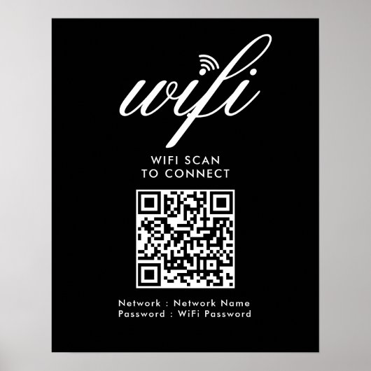 QR-Code Wifi-Scan zur Verbindung von Schwarz mit b Poster (Vorne)