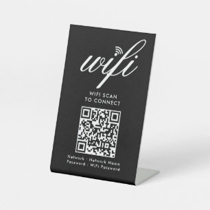 QR-Code Wifi-Scan zur Verbindung von Schwarz mit b Sockelschild