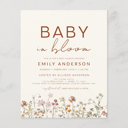 QR Code Wildblume Baby in Bloom Baby Dusche (Vorderseite)