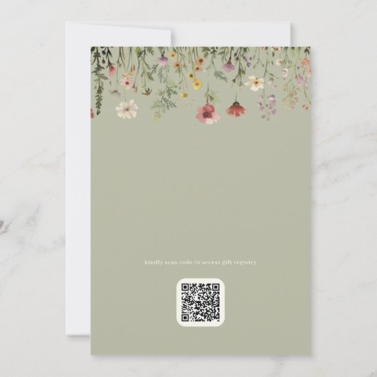 Qr Code Wildblume Baby in Bloom Baby Dusche Einladung (Rückseite)