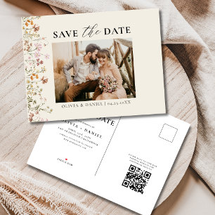 QR Code Wildblume Blumenhochzeit Ankündigungspostkarte
