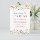 QR Code Wildblume Brautparty Brunch Foto Einladung (Stehend Vorderseite)