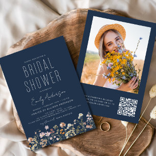 QR Code Wildblume Brautparty Foto Einladung