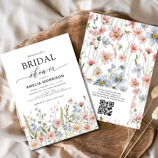 QR Code Wildblume Garden Brautparty Einladung