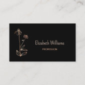 QR-Code | Wildblume Kupfer Schwarz Minimalistisch Visitenkarte (Vorderseite)