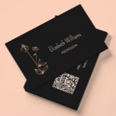 QR-Code | Wildblume Kupfer Schwarz Minimalistisch Visitenkarte