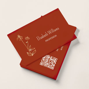 QR-Code Wildblume Kupfer Terracotta Minimalistis Visitenkarte