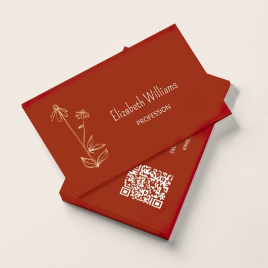 QR-Code | Wildblume Kupfer Terracotta Minimalistis Visitenkarte