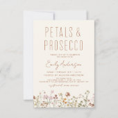 QR Code Wildblume Petals & Prosecco Brautparty Einladung (Vorderseite)