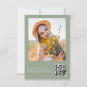 QR Code Wildblume Petals & Prosecco Sage Green Einladung (Rückseite)