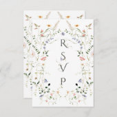 QR-Code Wildblume Rustikales Foto Hochzeit RSVP Karte (Vorne/Hinten)