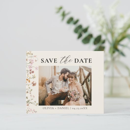 QR-Code-Wildblume Save the Date Hochfahren (Stehend Vorderseite)