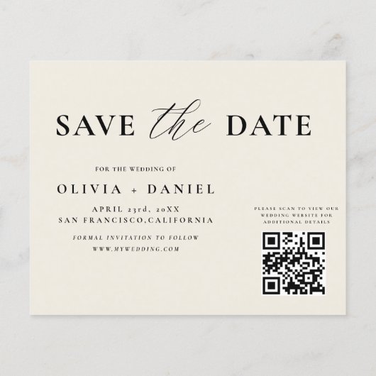 QR-Code-Wildblume Save the Date Hochfahren (Rückseite)