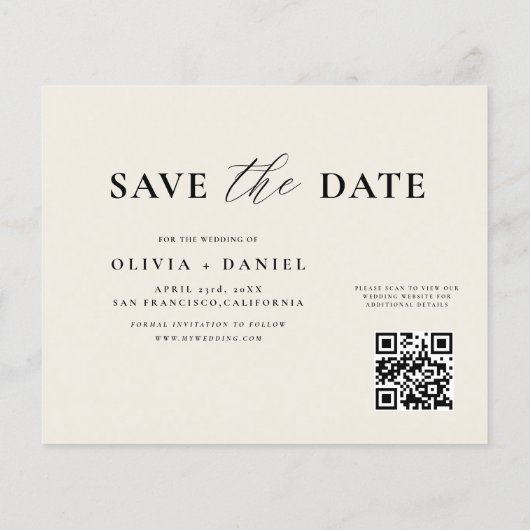 QR-Code-Wildblume Save the Date Hochfahren (Rückseite)