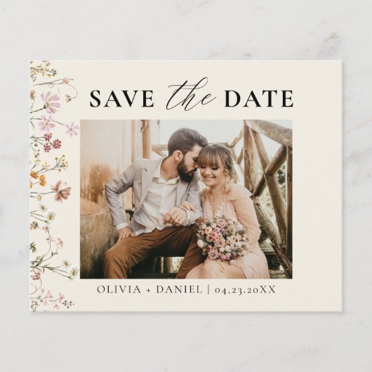 QR-Code-Wildblume Save the Date Hochfahren Flyer (Vorne)