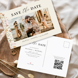 QR-Code Wildblumen Blumen Hochzeit Ankündigungspostkarte