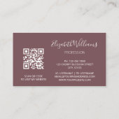 QR Code Wildblumen Dusty Rose Mauve Visitenkarte (Rückseite)