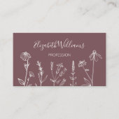 QR Code Wildblumen Dusty Rose Mauve Visitenkarte (Vorderseite)