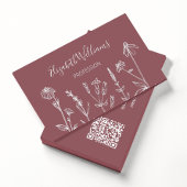 QR Code Wildblumen Dusty Rose Mauve Visitenkarte