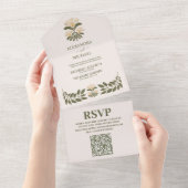 QR Code Wildblumen Hochzeit im botanischen Garten All In One Einladung (Abreißen)