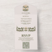 QR Code Wildblumen Hochzeit im botanischen Garten All In One Einladung (Innen Boden)