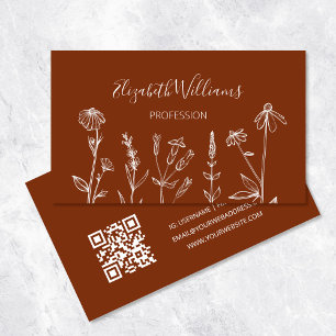QR Code Wildblumen Terracotta Visitenkarte
