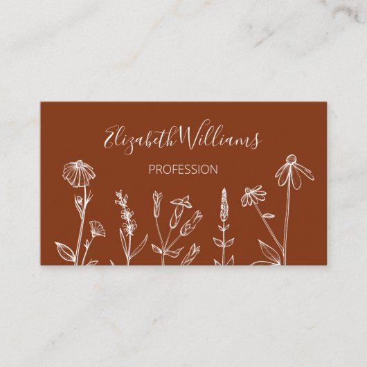 QR Code Wildblumen Terracotta Visitenkarte (Vorderseite)