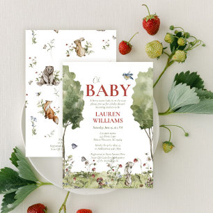 QR-Code Wilde Erdbeere Oh Baby Shower Einladung