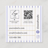 Qr Code Wimpern-Tech Florale Streifen Quadratische Visitenkarte (Rückseite)