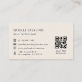 QR-Code Wimpernstylist Modern Minimalistisch Visitenkarte (Rückseite)