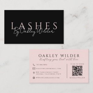 QR-Code Wimpernstylistist Blush Rosa Schwarz Visitenkarte