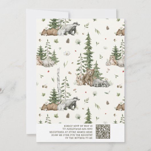 QR Code Wir können frühzeitig abwarten Woodland Ba Einladung (Rückseite)