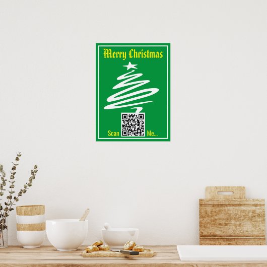 QR Code with Christmas Greeting on a Poster (Küche)