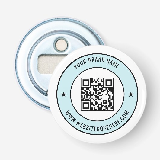 QR Code with Custom Text Magnetic Branding Design Flaschenöffner (Vorderseite)
