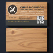 QR Code Wood Contractor Handyman Tools Logo Visitenkarte