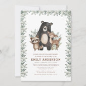 QR Code Woodland Forest Animals Baby Shower Einladung (Vorderseite)
