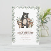 QR Code Woodland Forest Animals Baby Shower Einladung (Stehend Vorderseite)