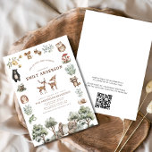 QR Code Woodland Forest Animals Baby Shower Einladung