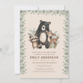 QR Code Woodland Forest Animals Baby Shower Einladung (Vorderseite)