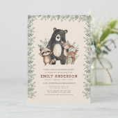 QR Code Woodland Forest Animals Baby Shower Einladung (Stehend Vorderseite)