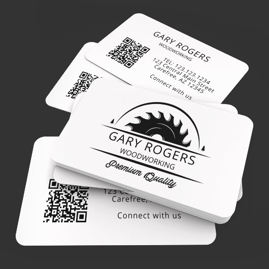 QR Code Woodworking Professionals Business Card Visitenkarte