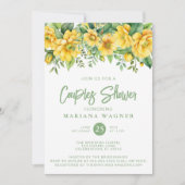 QR-Code Yellow Sage Florale Paar-Shower Einladung (Vorderseite)