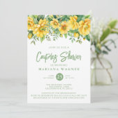 QR-Code Yellow Sage Florale Paar-Shower Einladung (Stehend Vorderseite)