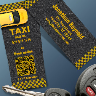 QR Code Yellow Taxi Company Business Service Mini Visitenkarte
