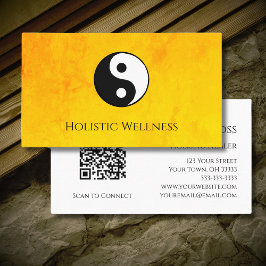QR-Code Yin Yang Gold Holistic Wellness Visitenkarte